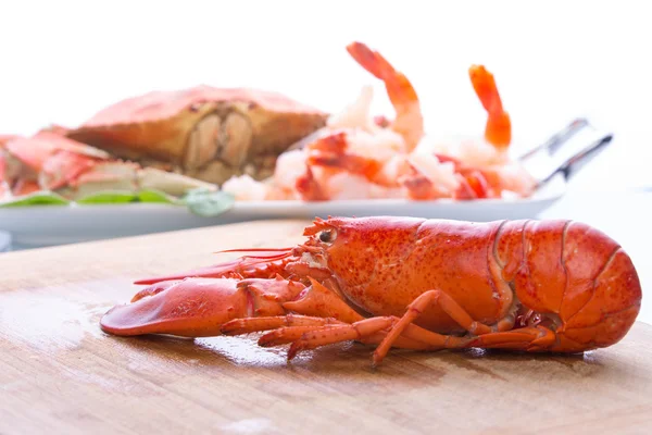 Prepearing Dungeness Crab e Red Lobster — Foto Stock