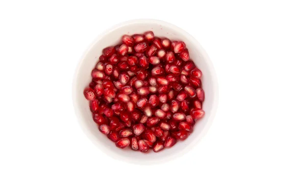 Pomegranate Seeds in a White Bowl — Stock Photo, Image