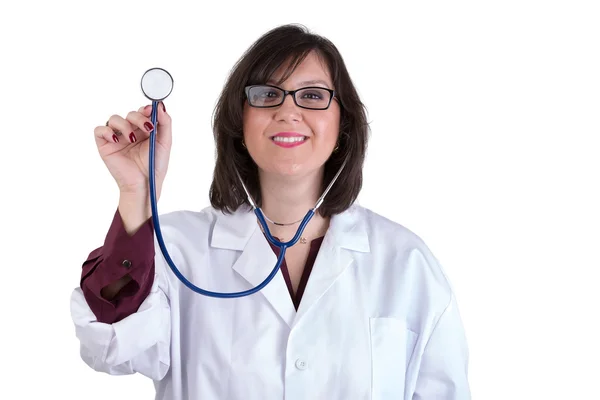 Sympatyczny opieki zdrowotnej stażysta z stetoskop — Zdjęcie stockowe