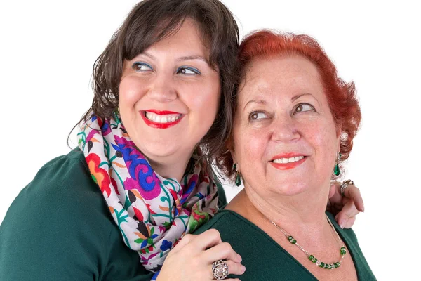 Senior mor och medelåldern dotter bredvid varandra ser — Stockfoto