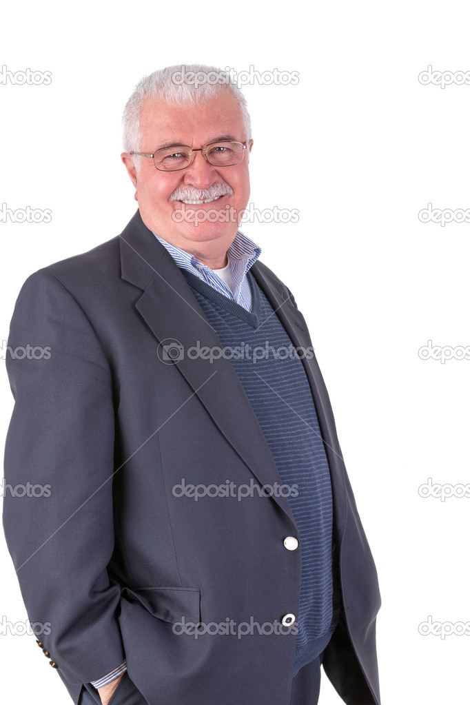 Friendly Senior Adult Looking at You Happily with his Glasses