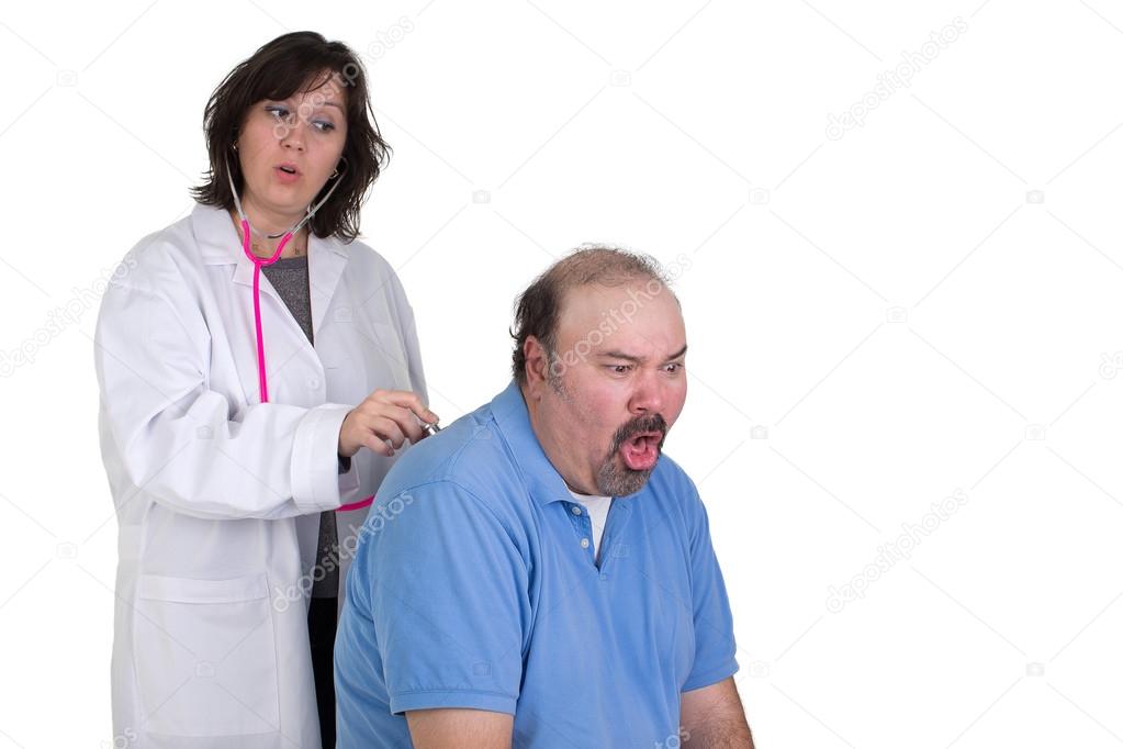 Patient coughing Badly at Examine