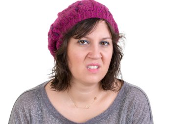 Nasty vindictive woman with a cold mean stare clipart