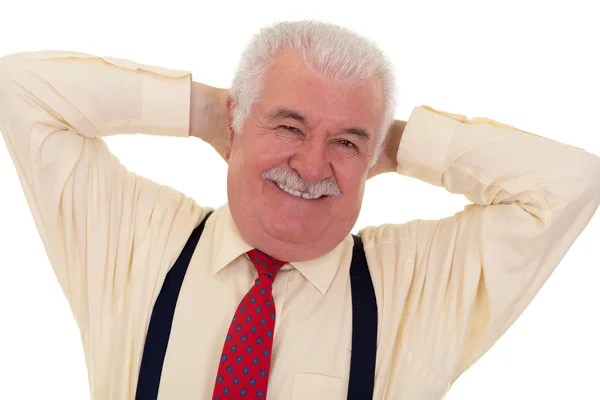 Jovial senior man with a moustache — Stock Photo, Image