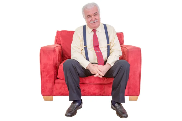 Senior white haired man relaxing — Stock Photo, Image
