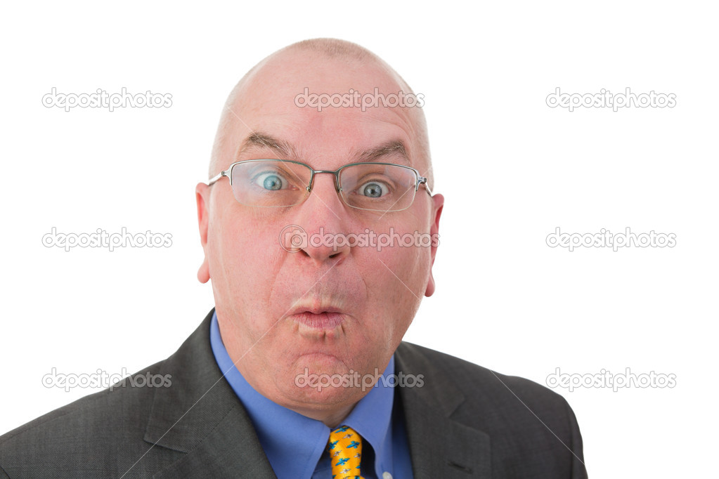 Businessman with a sceptical look of amazement
