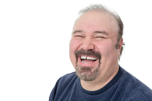 Close-up portrait of a funny mature man laughing — Stock Photo, Image