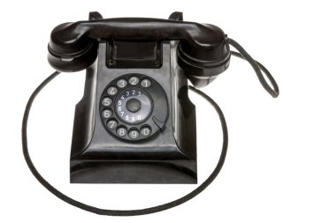 Klasik eski siyah döner çevirmeli telefon