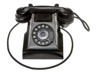 Classic old black rotary dial-up telephone clipart