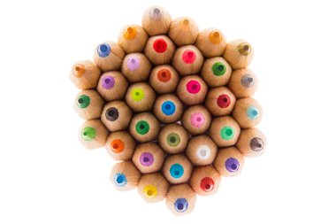 Sharp wooden colored pencils, shot from above clipart