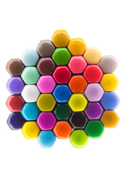 Vivid hexagonal pattern in rainbow colours