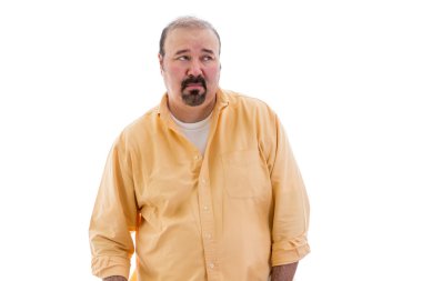 Distrustful sceptical middle-aged man clipart
