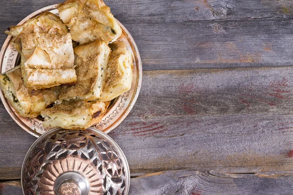 Portions of borek pastry served on a plate — Stock Photo, Image