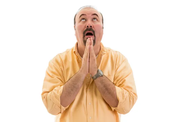 Middle-aged man praying to heaven for help — Stock Photo, Image