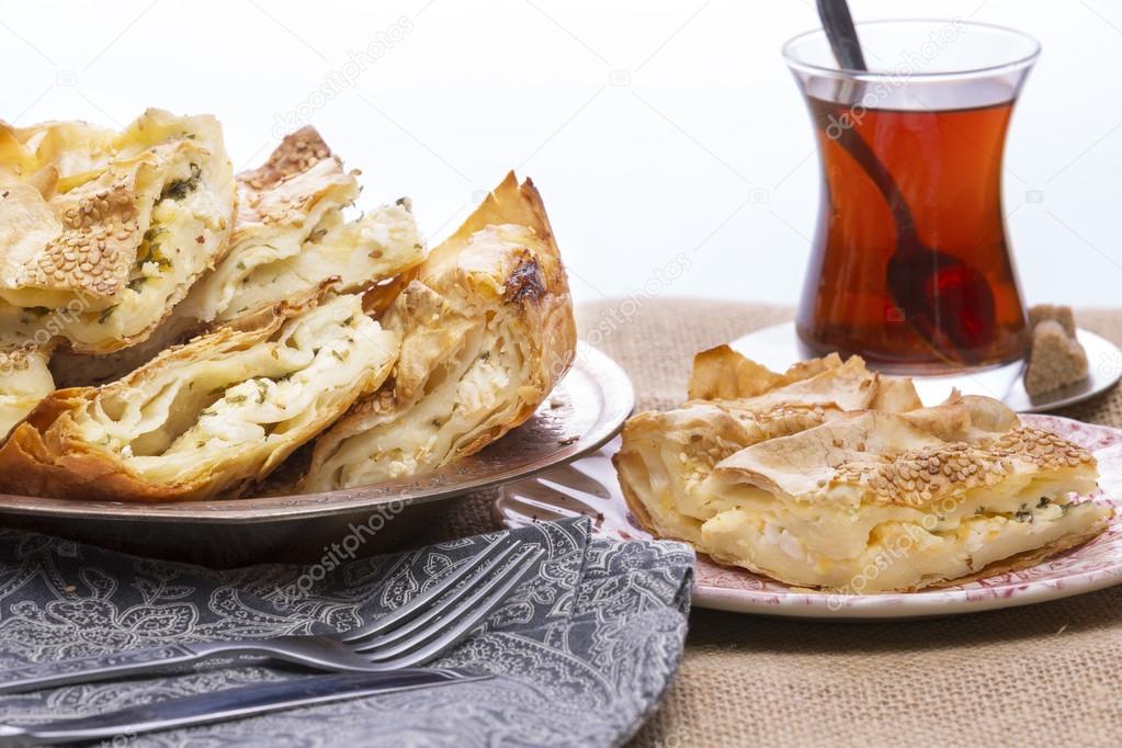 Turkish borek served at a party