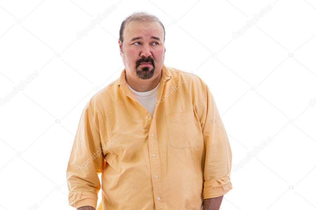 Distrustful sceptical middle-aged man