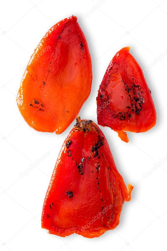 Colorful charred roasted red sweet pepper