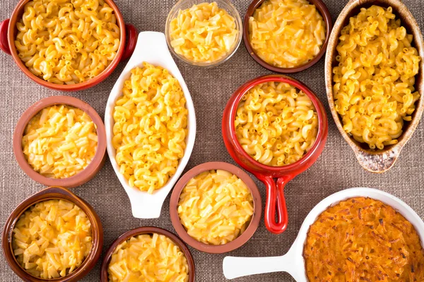 Conceptual above view of cheese macaroni served — Stock Photo, Image
