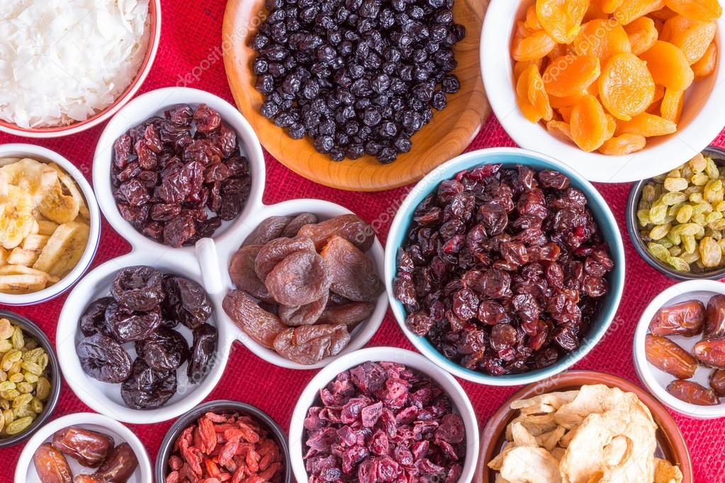 Colorful background of a variety of dried fruits