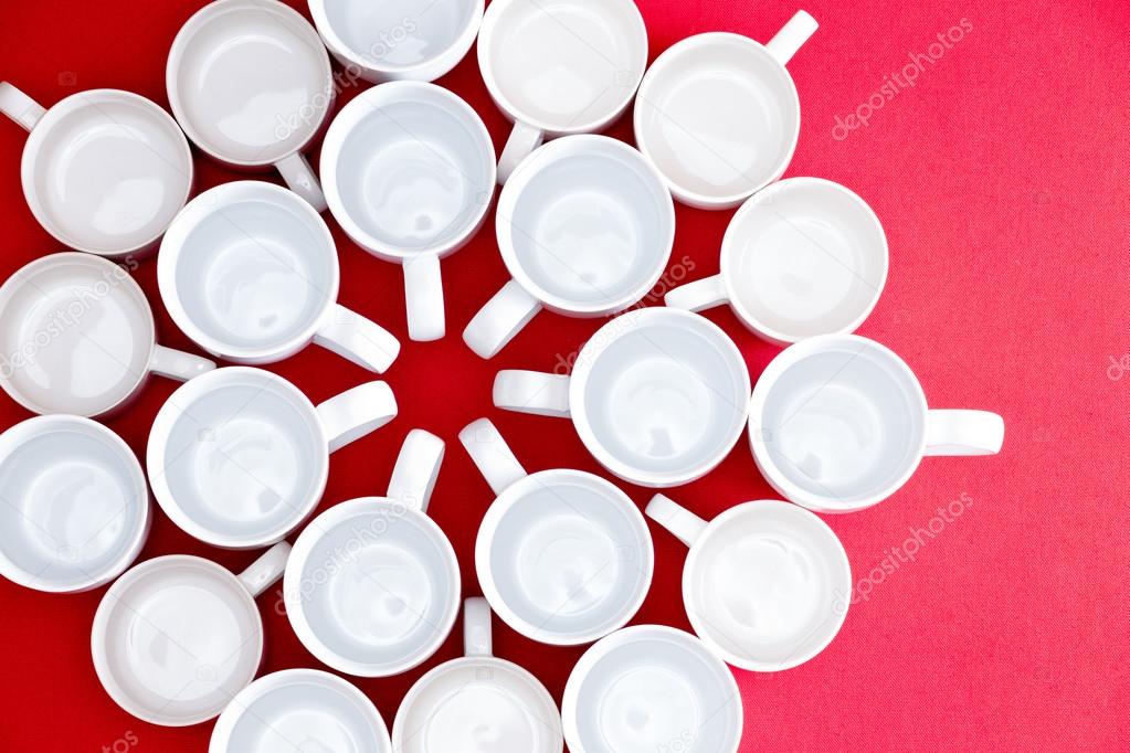 Coffee and tea cups in a flower pattern