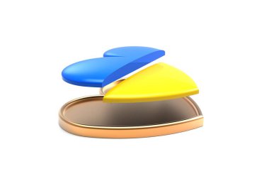 3d illustration of ukraine heart badge isolated