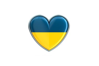 3d illustration of ukraine heart badge isolated