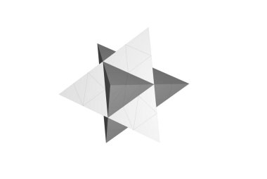 Yıldız Dörtyüzlü Merkaba 'nın 3 boyutlu çizimi izole edildi