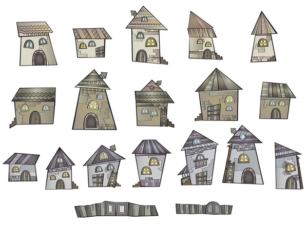 Série kreslené vektorové pohádka domů — Stockový vektor