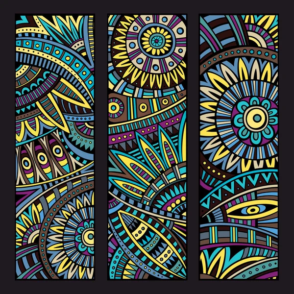 Abstract vector ethnic pattern cards set — Stock Vector