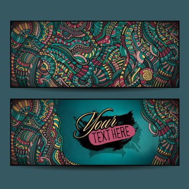 Abstract vector ethnic grunge pattern cards set clipart