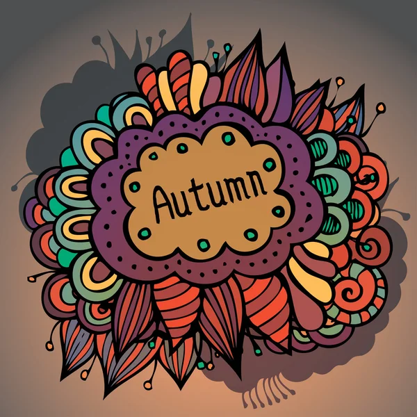 Vector autumn floral and leaves card design — Stock Vector