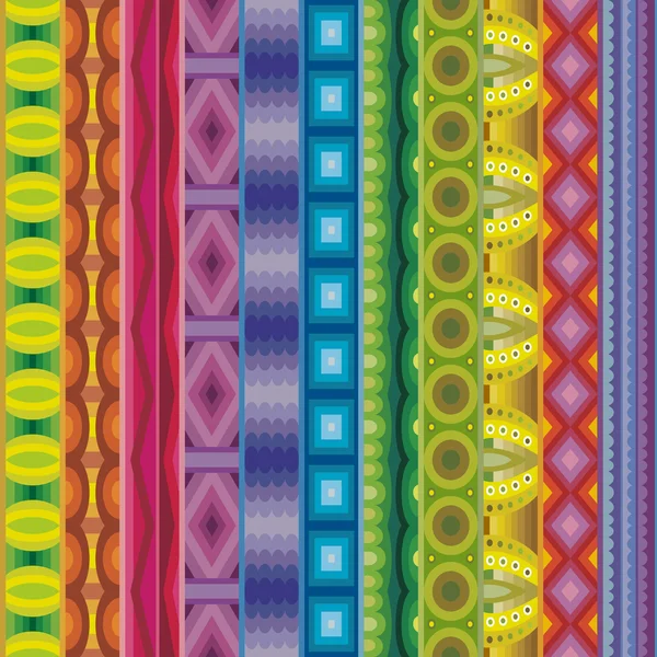 幾何学的なベクトルの異なる色で様々 なストリップのモチーフ。シームレス パターン — ストックベクタ