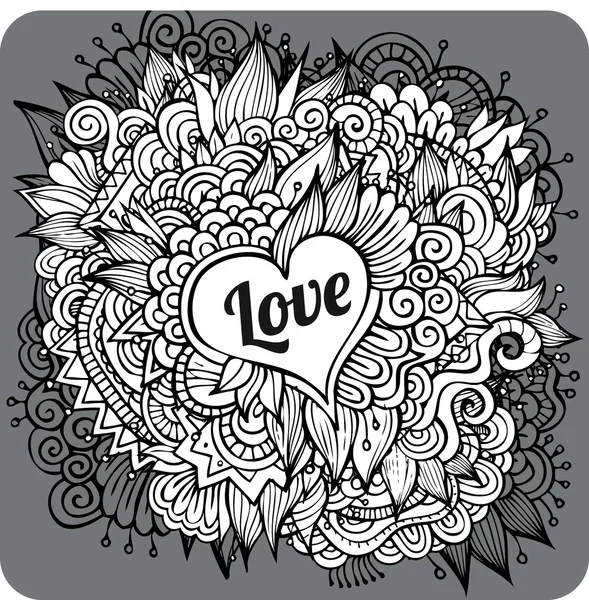 Vintage hand drawn vector Love theme greeting card — Stock Vector