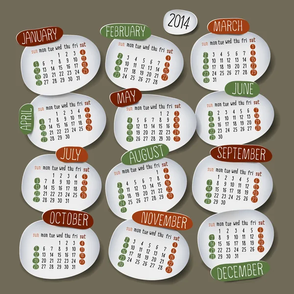 Conception du calendrier — Image vectorielle