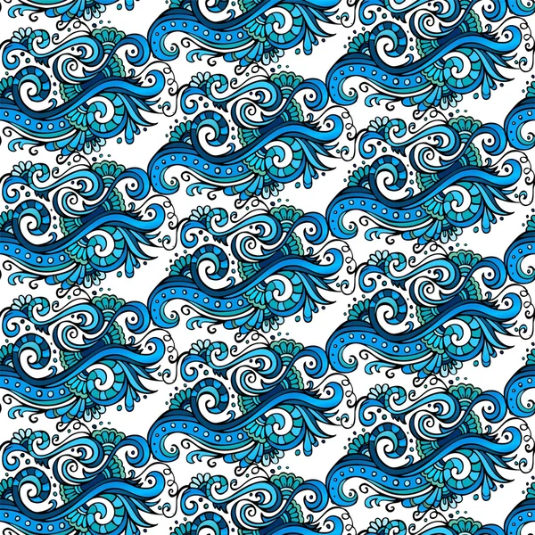 Blå blomma dekorativa mönster — Stock vektor
