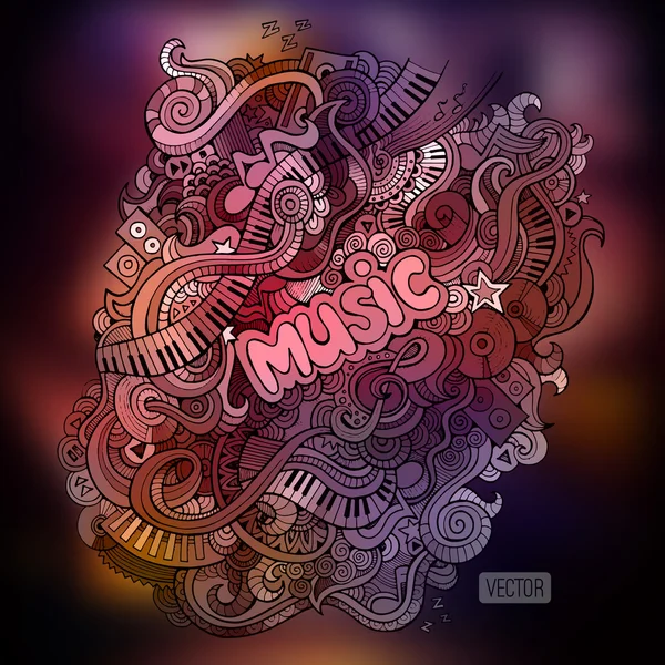 Vector doodles arte musical pintura fundo — Vetor de Stock