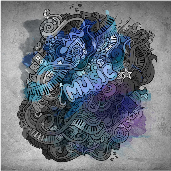 Doodles arte musical pintura fondo — Vector de stock