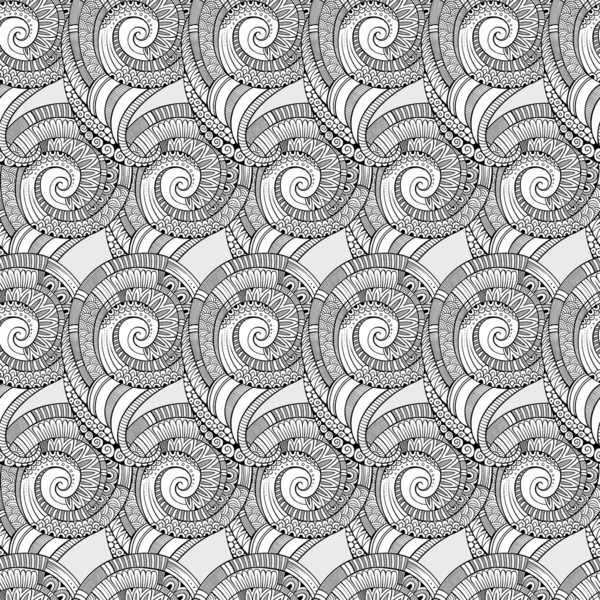 Espiral decorativo doodles sem costura padrão — Vetor de Stock