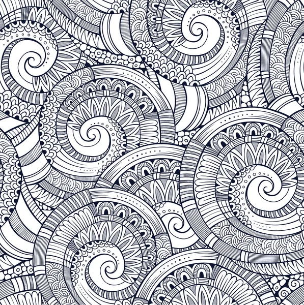 Spiral decorative doodles seamless pattern — Stock Vector