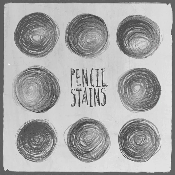 抽象的な手描き鉛筆グランジ背景円セット — ストックベクタ