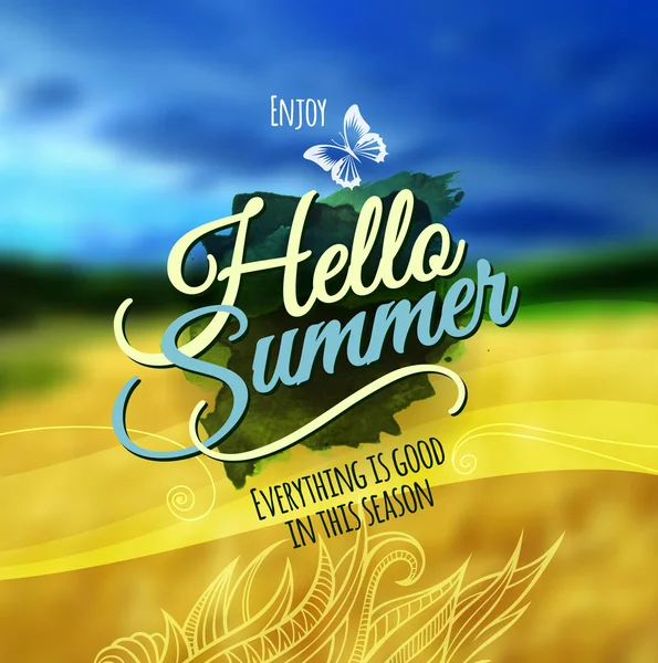 'Olá Summer' Vector desfocado fundo . — Vetor de Stock