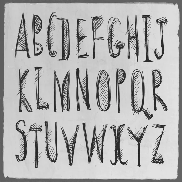 Alphabet croquis dessiné à la main — Image vectorielle