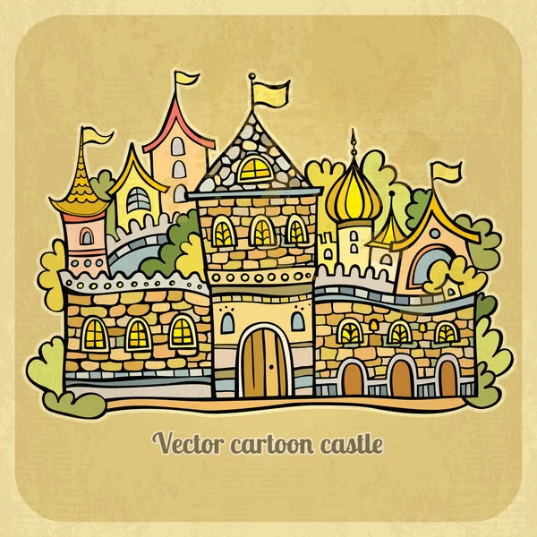 Castillo de cuento de hadas de dibujos animados — Vector de stock