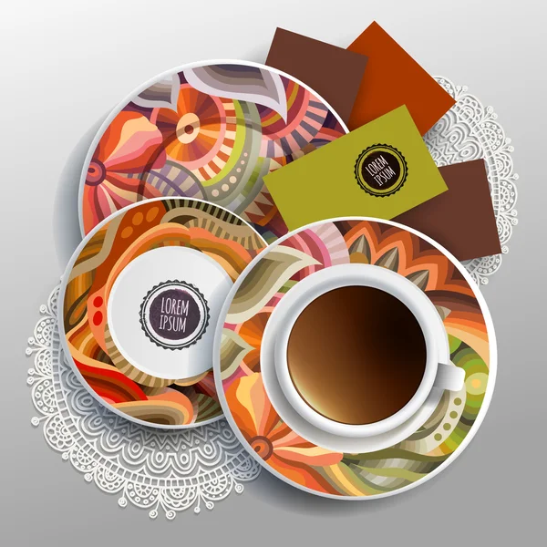 Platos y taza de café — Archivo Imágenes Vectoriales
