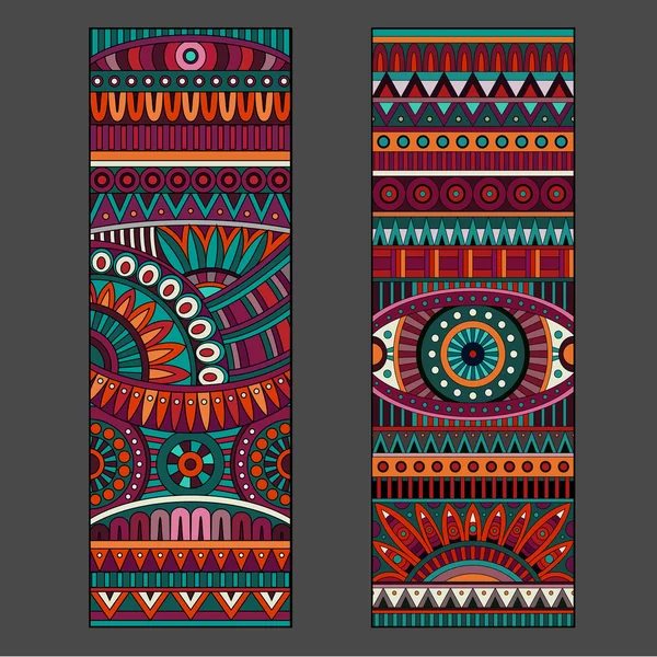 Abstract vector ethnic pattern cards set — Stock Vector