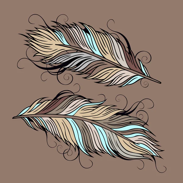 Винтажные этнические векторные перья — стоковый вектор