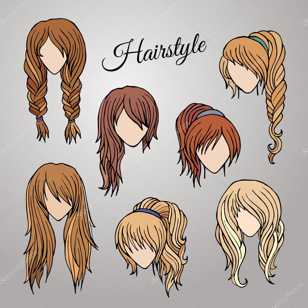 Different cartoon hairstyles Stock Vector Image by ©3dsparrow #47451355
