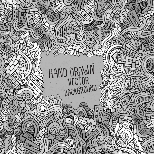 Abstrakt vektor hand dras doodles staden bakgrund — Stock vektor