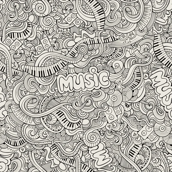 Zene vázlatos doodles. kézzel rajzolt vektoros illusztráció冬の川に落ちたツリーと反射 — Stock Vector