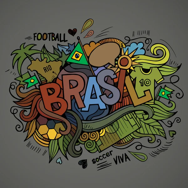 巴西夏季手刻字 — 图库矢量图片